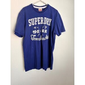 Superdry Tomahawks Graphic Tee Mens Large Blue Good Embroidered Puff Print Shirt